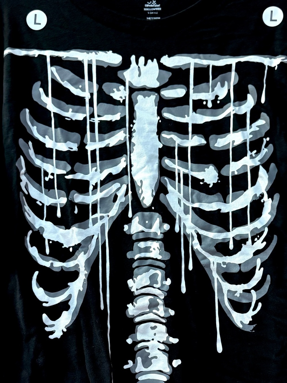 🔥Halloween Skeleton Rib Cage Spooky Graphic T-shirt Size L